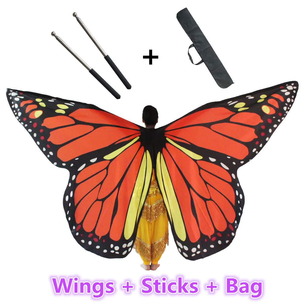 Belly Dance Butterfly Wings Kids Performance Stage Wear Women Dancer Clothes Adult Bellydance Costume Wings Cosplay Moveable