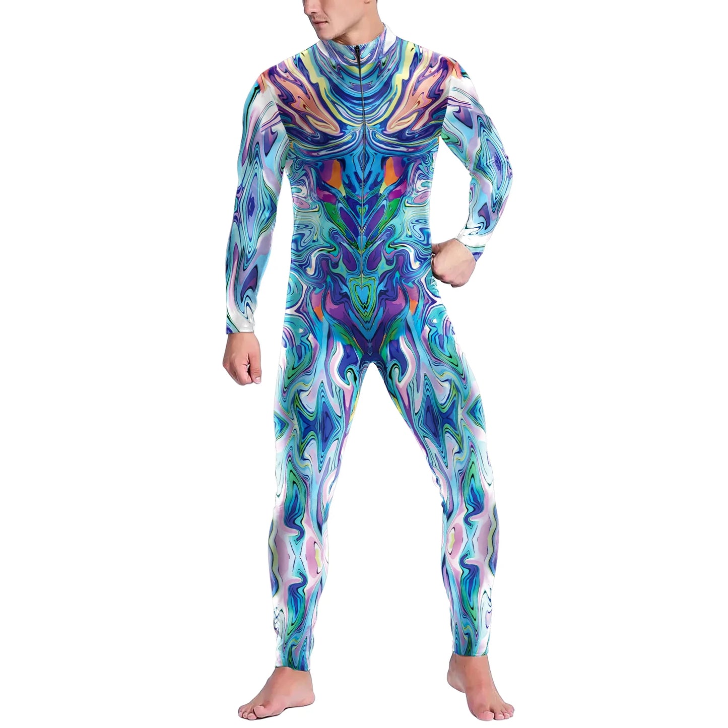 Futuristic Mechanical Armour Jumpsuit Cool Fighter Cosplay Bodysuit 3D Printed Steampunk Costume Party Shows Men Zentai Suit