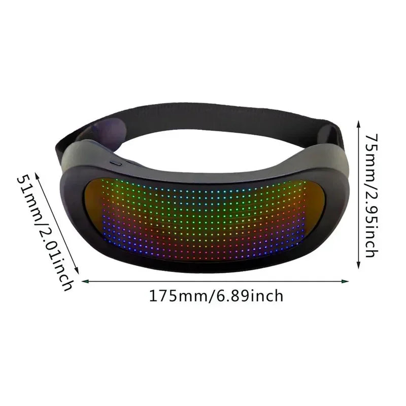 RGB LED Luminous Glasses Eye Patch Bluetooth APP Control Light Up Quick Flash Prop for Halloween Festival KTV Bar Party