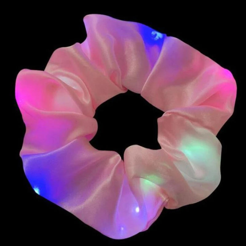 1/10pcs LED Hair Scrunchy Girl Women Light Up Hair Bands Birthday Party Hair Ties Glowing Scrunchies Headwear Hair Accessories