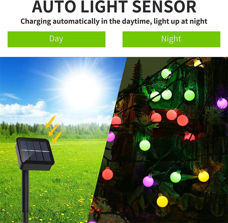 1Pack Solar String Light Garden Solar Globe Fairy Lights 8 Modes Waterproof For Garden Christmas Outdoor Wedding Decor Lights
