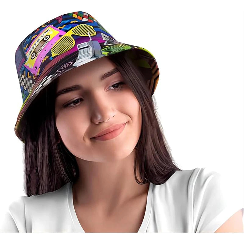 2024 Fashion Retro 80s 90s Bucket Hat Rave Festival Party Outfit for Women Men