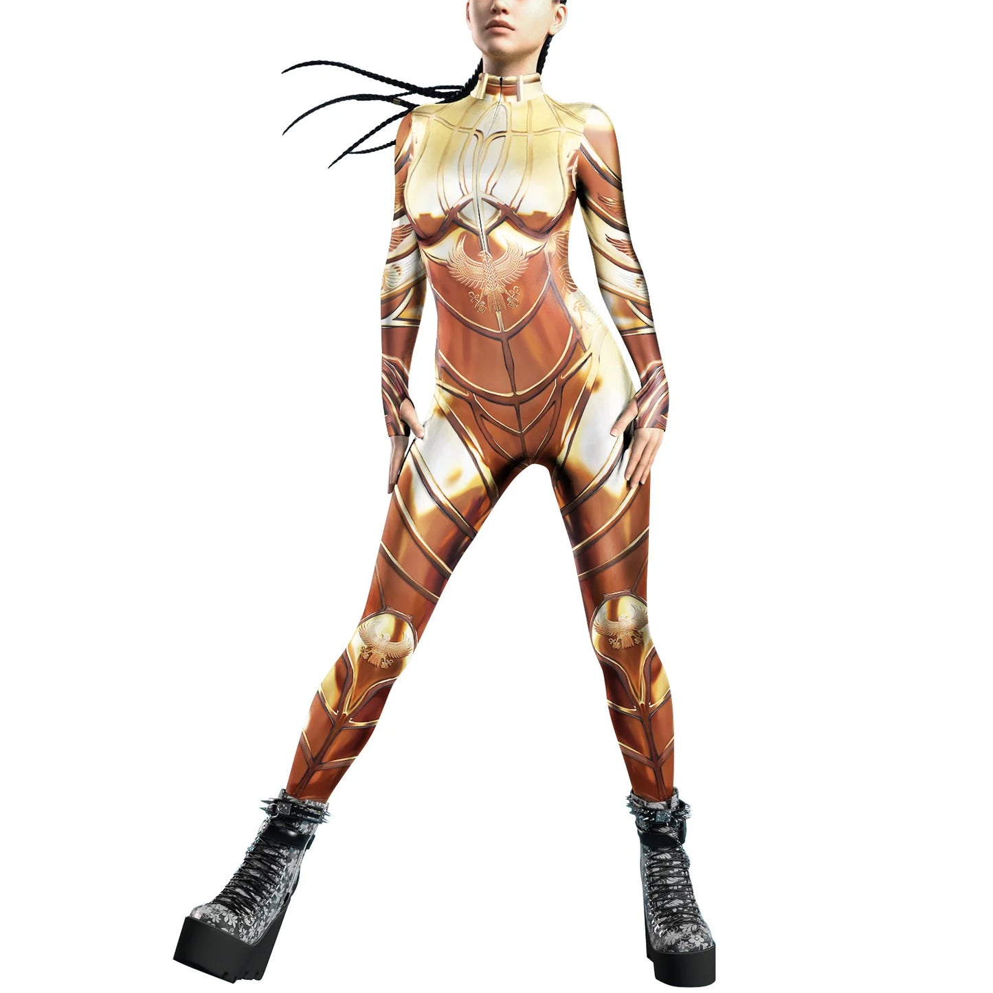 Women Zipper Adult Jumpsuit Clothing Colorful Texture 3D Print Zentai Bodysuit Thumb Sleeves Cosplay Costume Halloween Outfit
