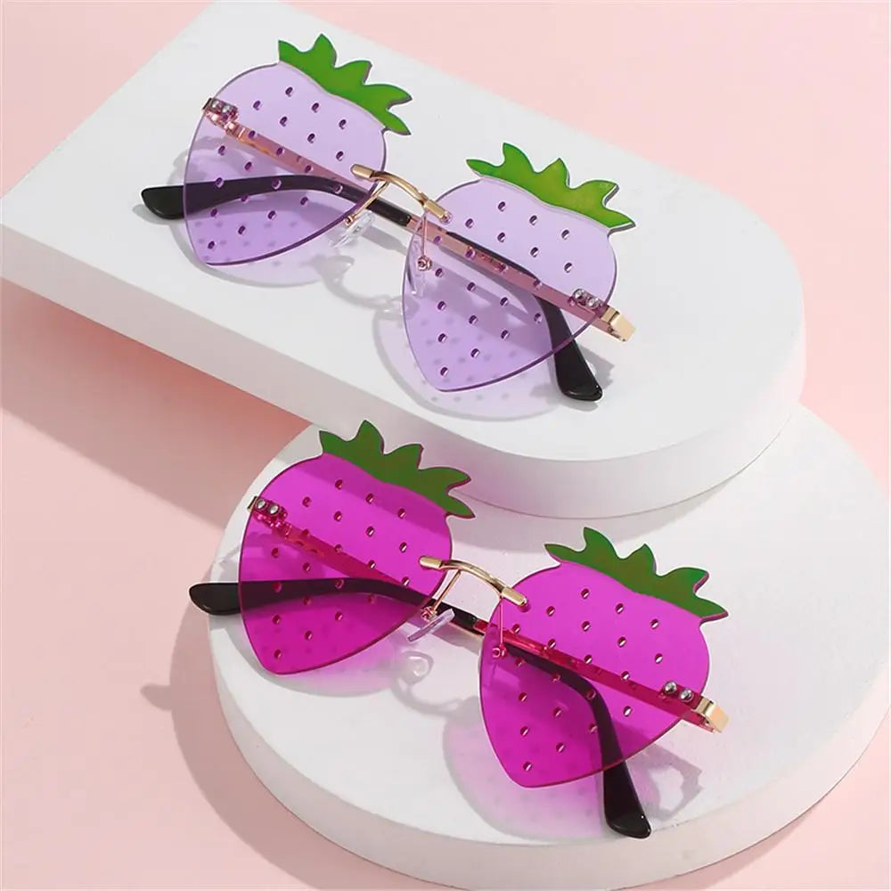 Unique Strawberry Sunglasses for Women Men Hip Hop Rave Party Eyewear Festival Sun Glasses Street Snap Christmas Decorations