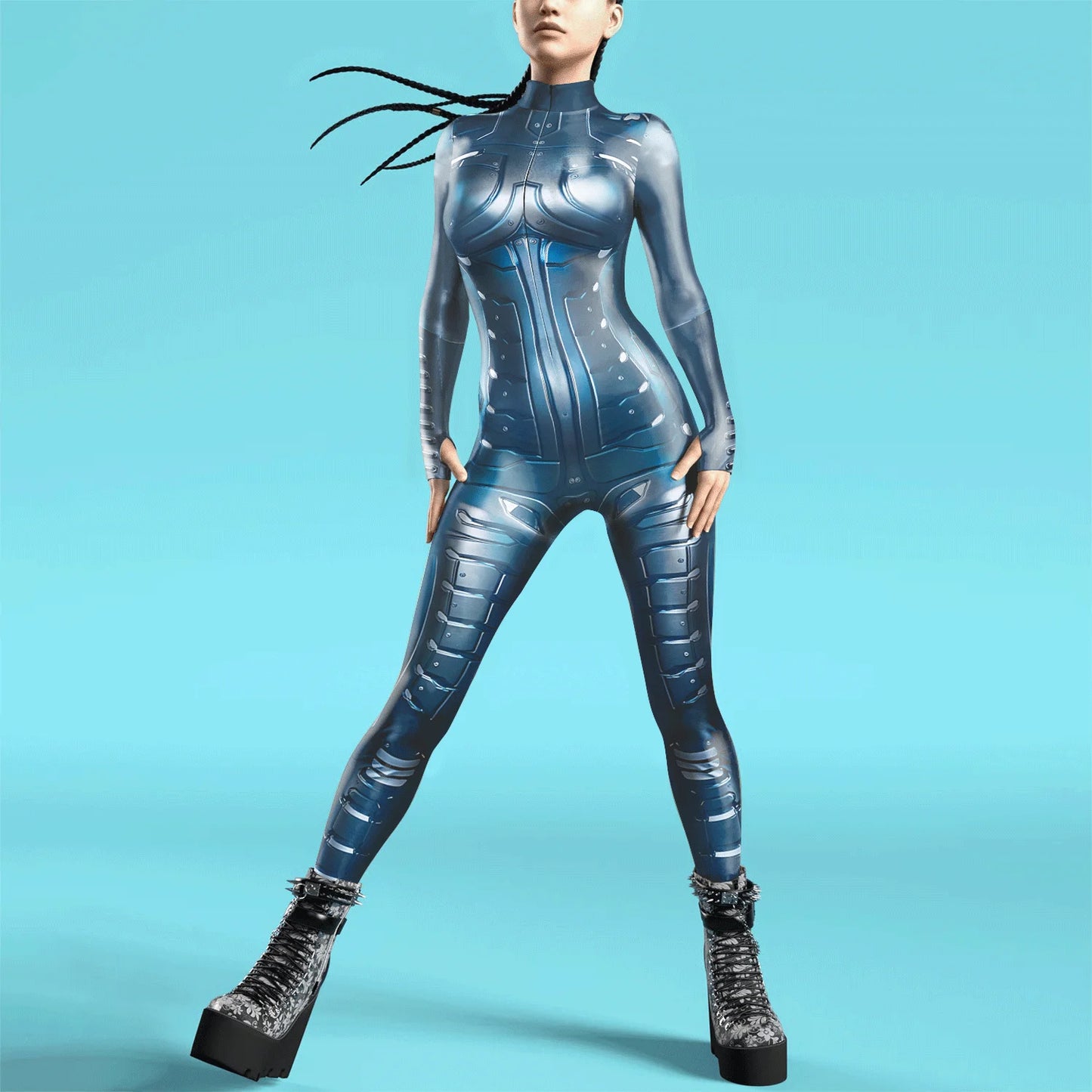 Women Zipper Adult Jumpsuit Clothing Colorful Texture 3D Print Zentai Bodysuit Thumb Sleeves Cosplay Costume Halloween Outfit