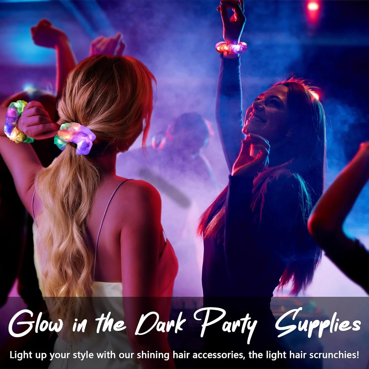 1/10pcs LED Hair Scrunchy Girl Women Light Up Hair Bands Birthday Party Hair Ties Glowing Scrunchies Headwear Hair Accessories