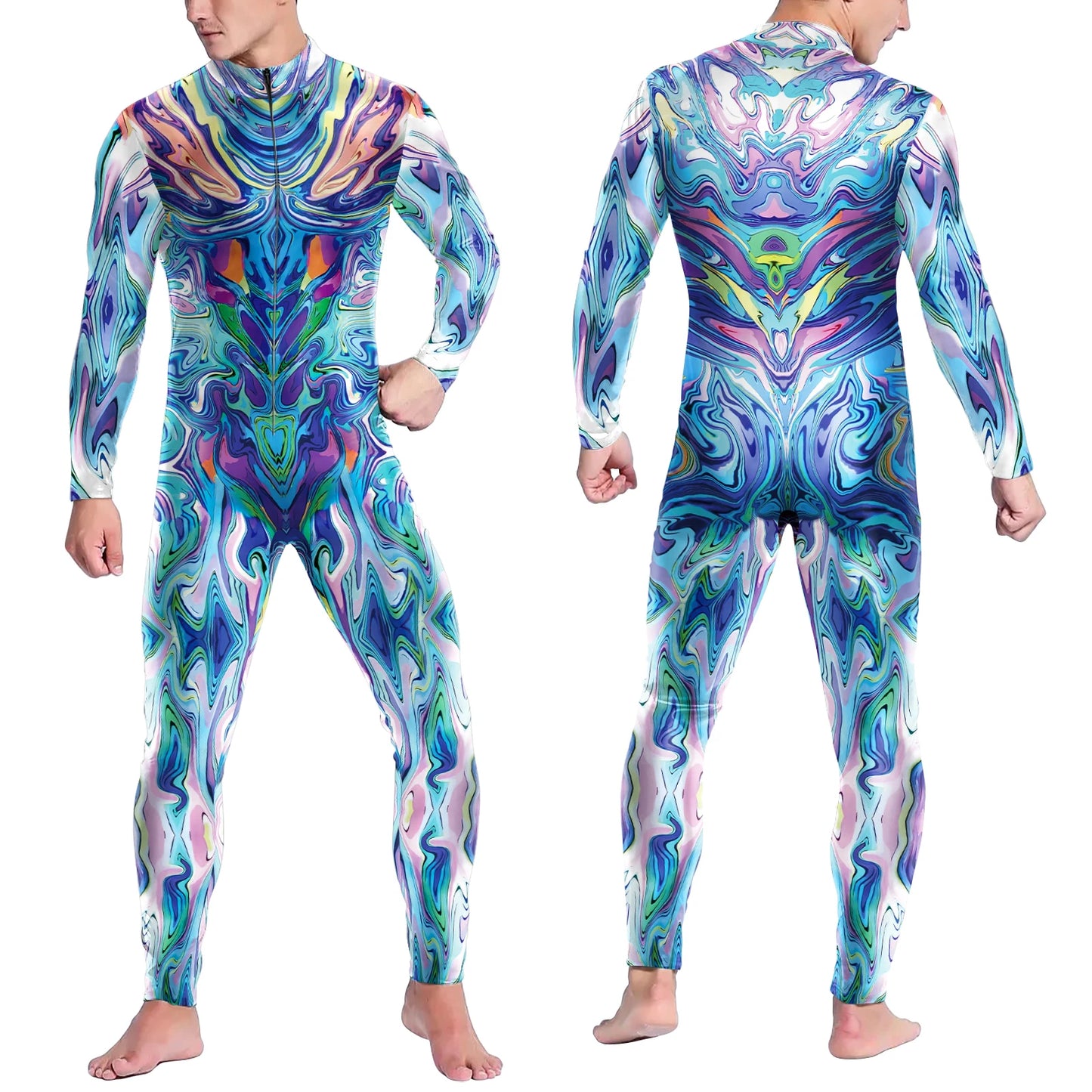 Futuristic Mechanical Armour Jumpsuit Cool Fighter Cosplay Bodysuit 3D Printed Steampunk Costume Party Shows Men Zentai Suit