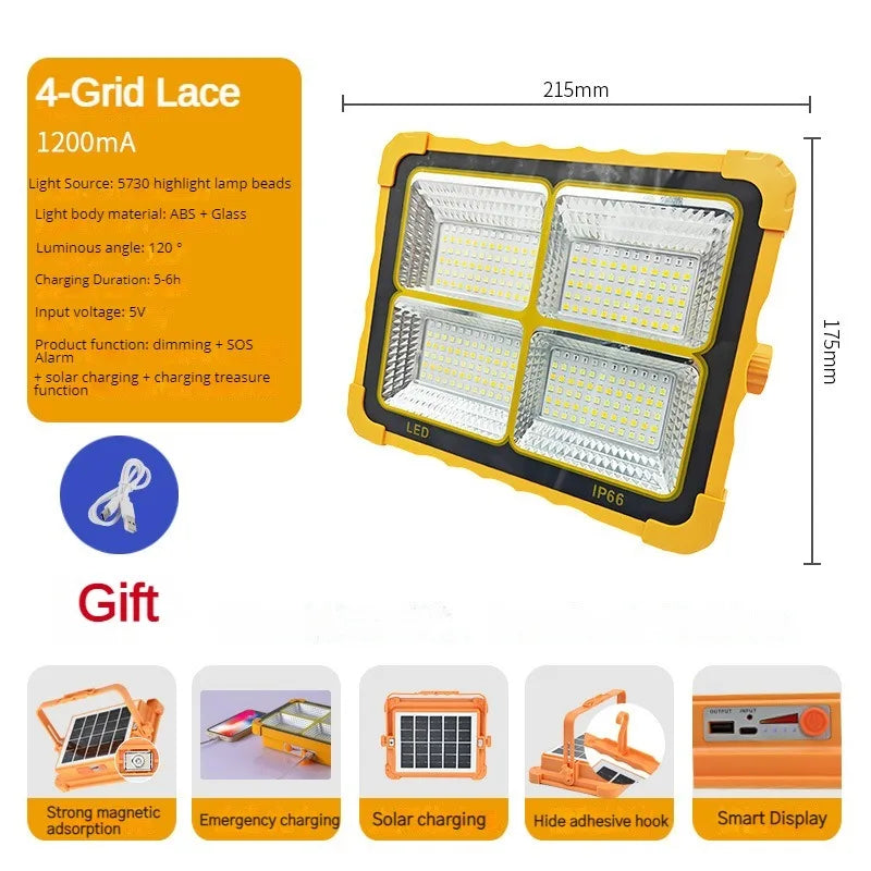 Camping Lantern 20000mAh High Solar Rechargeable LED Tent Light with Magnet Powerful Flashlight Power Bank Repair Emergency Lamp