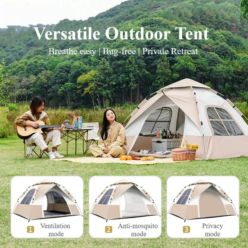 HUA HUA For 3-4 Person Tent Outdoor Camping Portable Folding Rainproof Tent Large Space Quick Opening Hexagon Tent