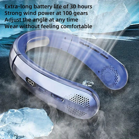 New Neck Air Conditioner Portable Neck Fan Rechargeable Semiconductor Cooling Bladeless Fan Outdoor Personal Fan Wearable Cooler