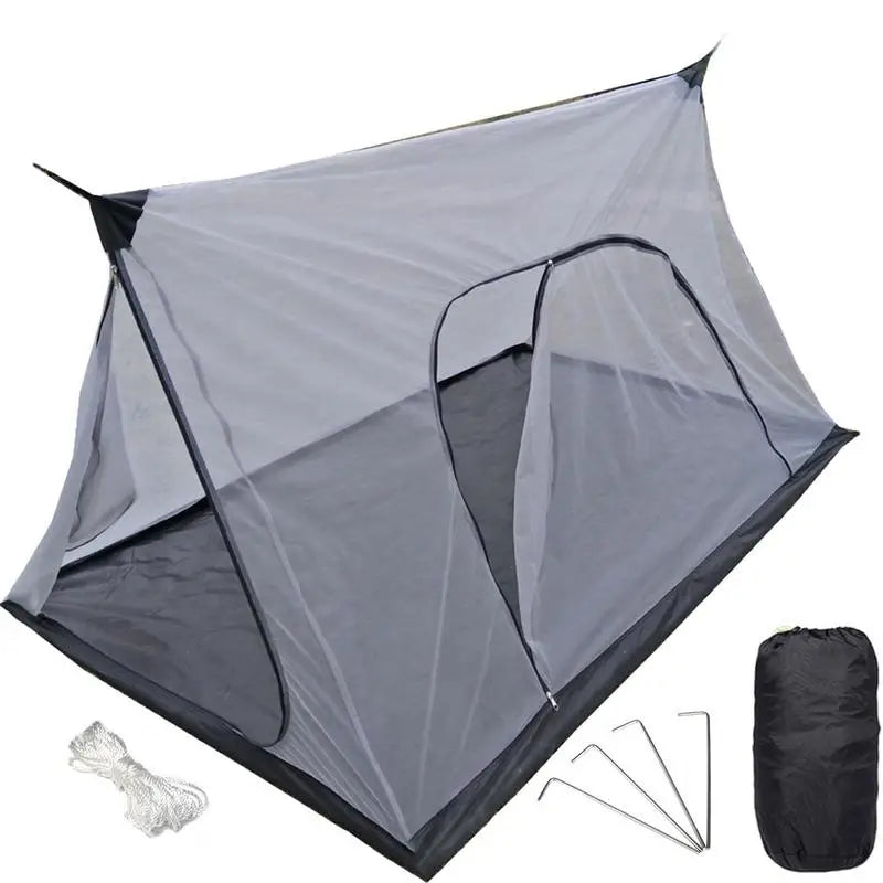 Inner Tent Anti Mosquito Net, Summer Camping Polyester Mesh Anti-Mosquito Tent, With 4 Ground Nails 2 Hanging Ropes, 2.1mx1.3m