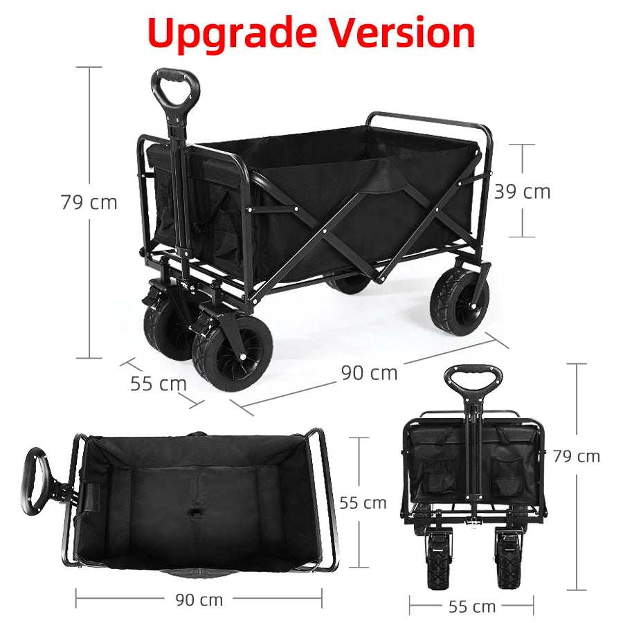 Foldable Garden Wagon Cart Portable Camping Trolley ,Outdoor Multi-function Foldable Carts Wagon for Beach or Shopping Utility