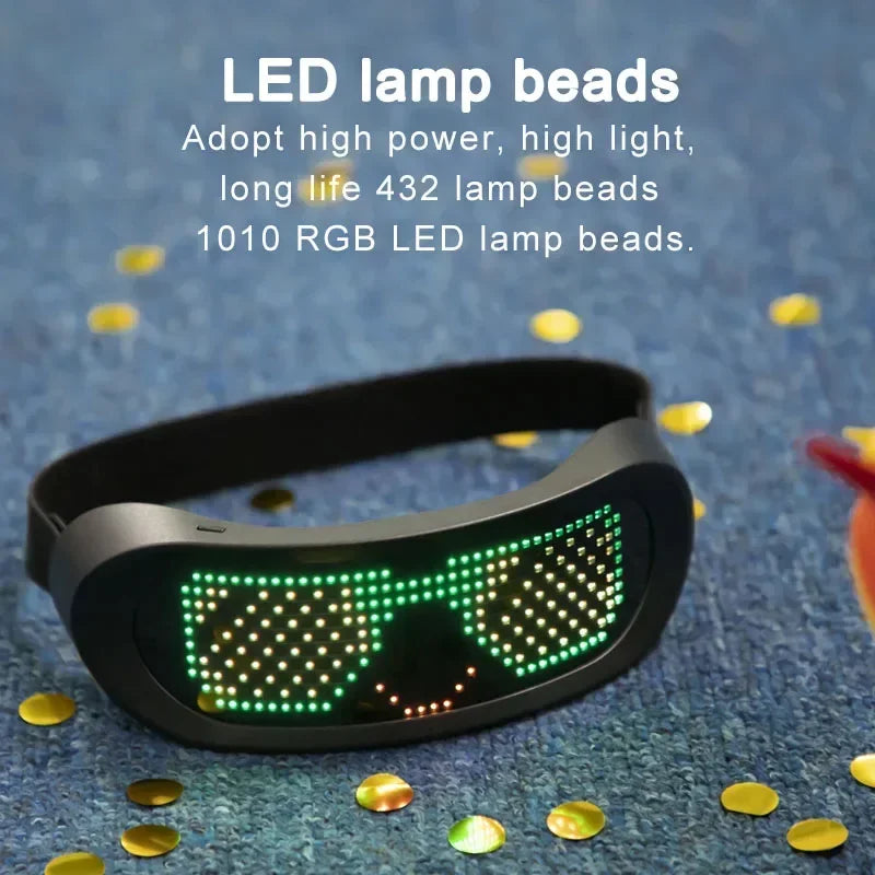RGB LED Luminous Glasses Eye Patch Bluetooth APP Control Light Up Quick Flash Prop for Halloween Festival KTV Bar Party