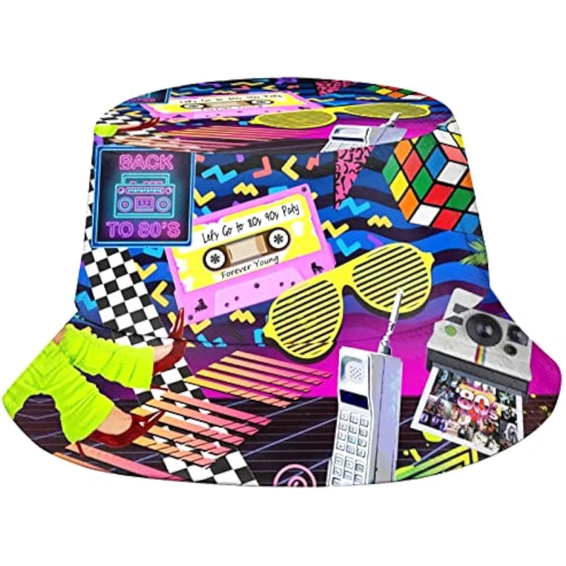 2024 Fashion Retro 80s 90s Bucket Hat Rave Festival Party Outfit for Women Men