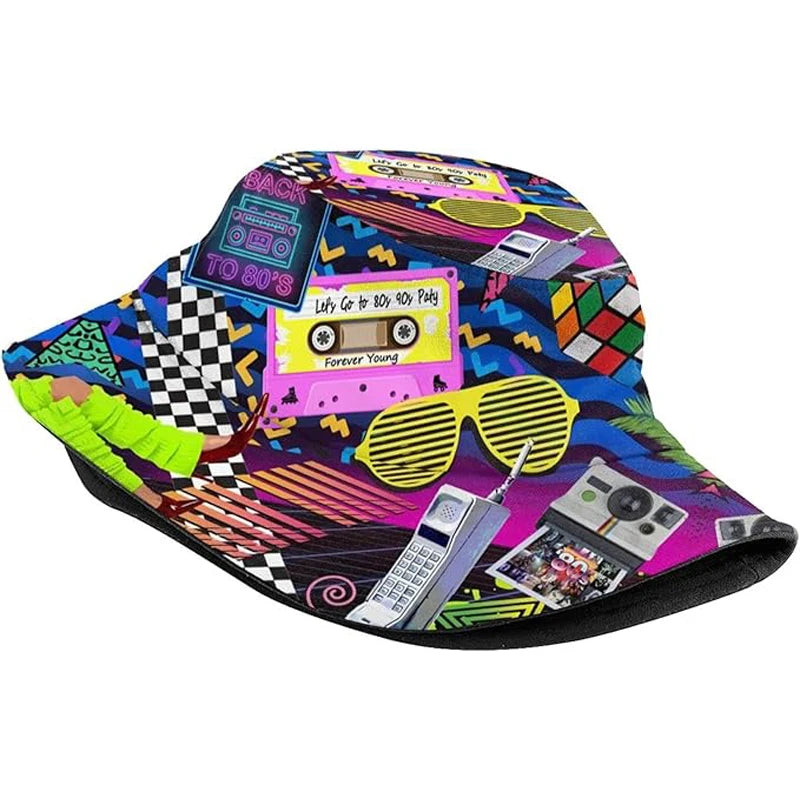 2024 Fashion Retro 80s 90s Bucket Hat Rave Festival Party Outfit for Women Men
