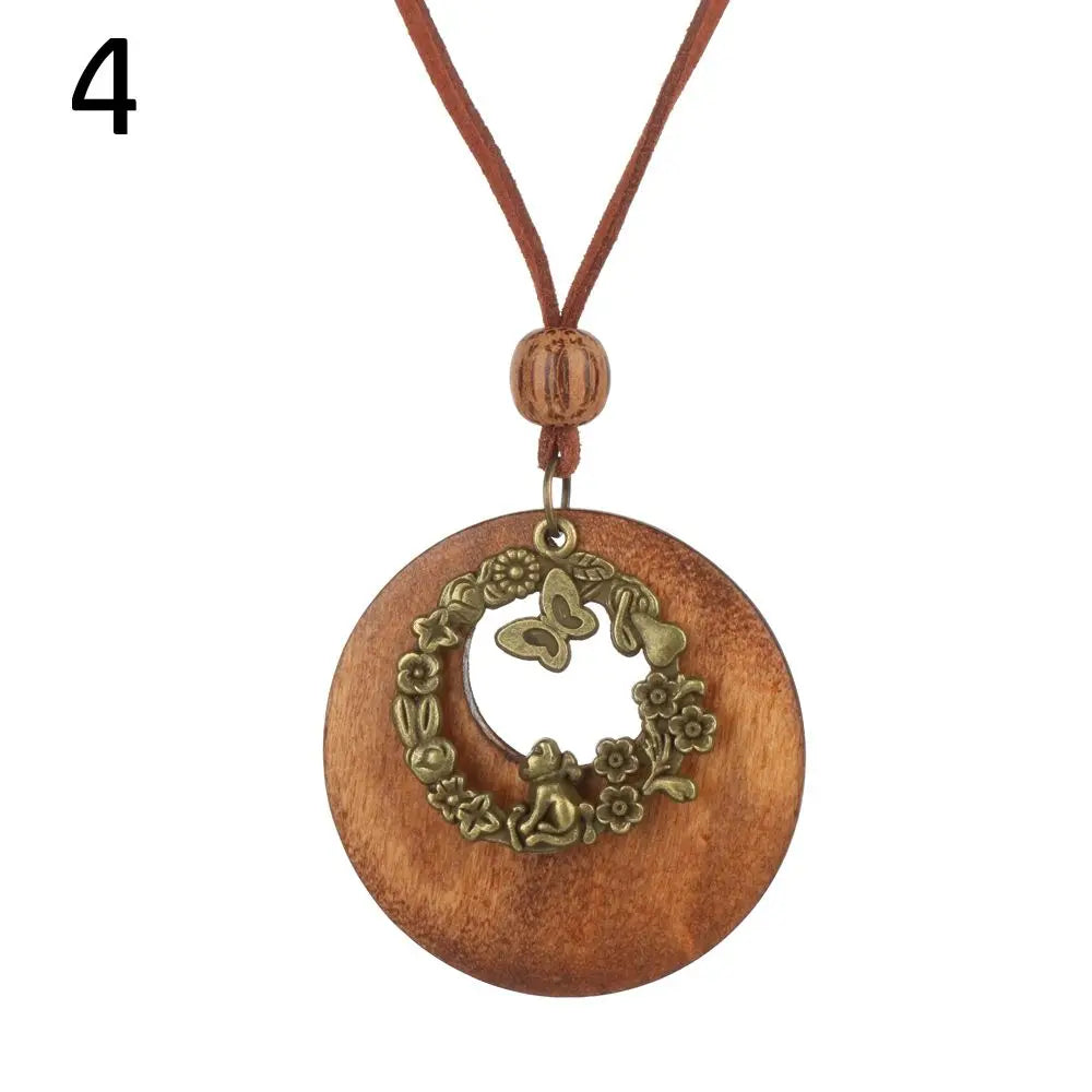 Fashion Vintage Style Feather Elephant Wood Beaded Stone Pendant Statement Necklace Nepal Women Men Jewelry