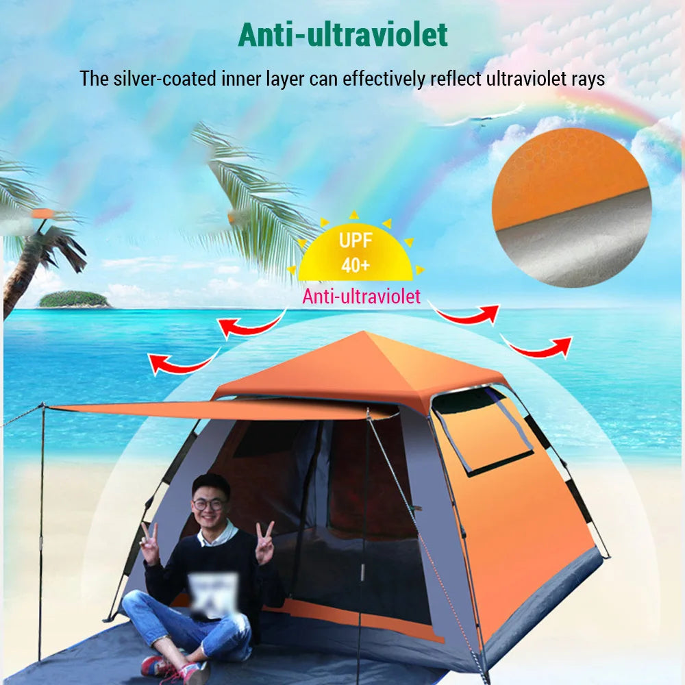Outdoor Automatic Quick Open Tent Waterproof Camping Tent 3-4 Person Instant Setup Tent