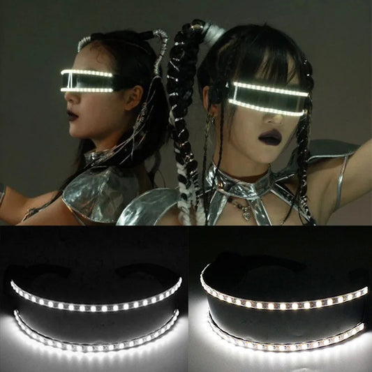 Cyberpunk Futuristic Luminous Cosplay Glasses Rave Cyber light up Goggles LED glowing glasses for man women dance show props