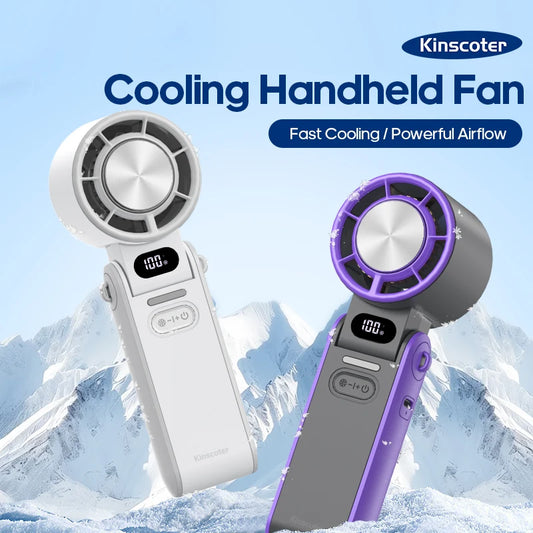 KINSCOTER Outdoor Foldable Portable Handheld Fan Mini Cooling Rechargeable 3600mAh 100-level Free Control High Speed Turbo Fan