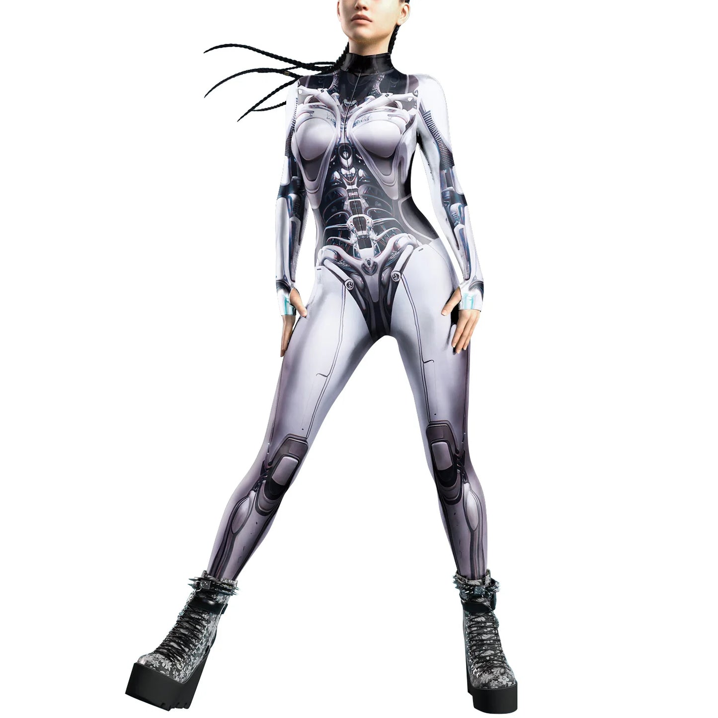 Women Zipper Adult Jumpsuit Clothing Colorful Texture 3D Print Zentai Bodysuit Thumb Sleeves Cosplay Costume Halloween Outfit
