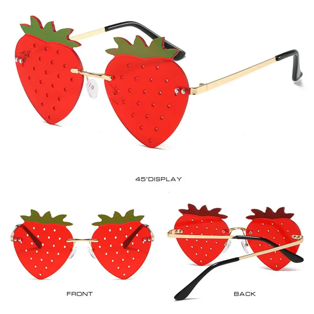 Unique Strawberry Sunglasses for Women Men Hip Hop Rave Party Eyewear Festival Sun Glasses Street Snap Christmas Decorations