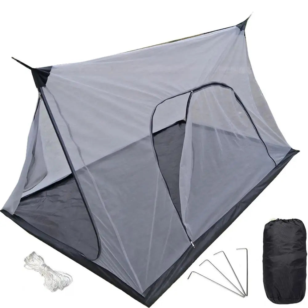 Inner Tent Anti Mosquito Net, Summer Camping Polyester Mesh Anti-Mosquito Tent, With 4 Ground Nails 2 Hanging Ropes, 2.1mx1.3m