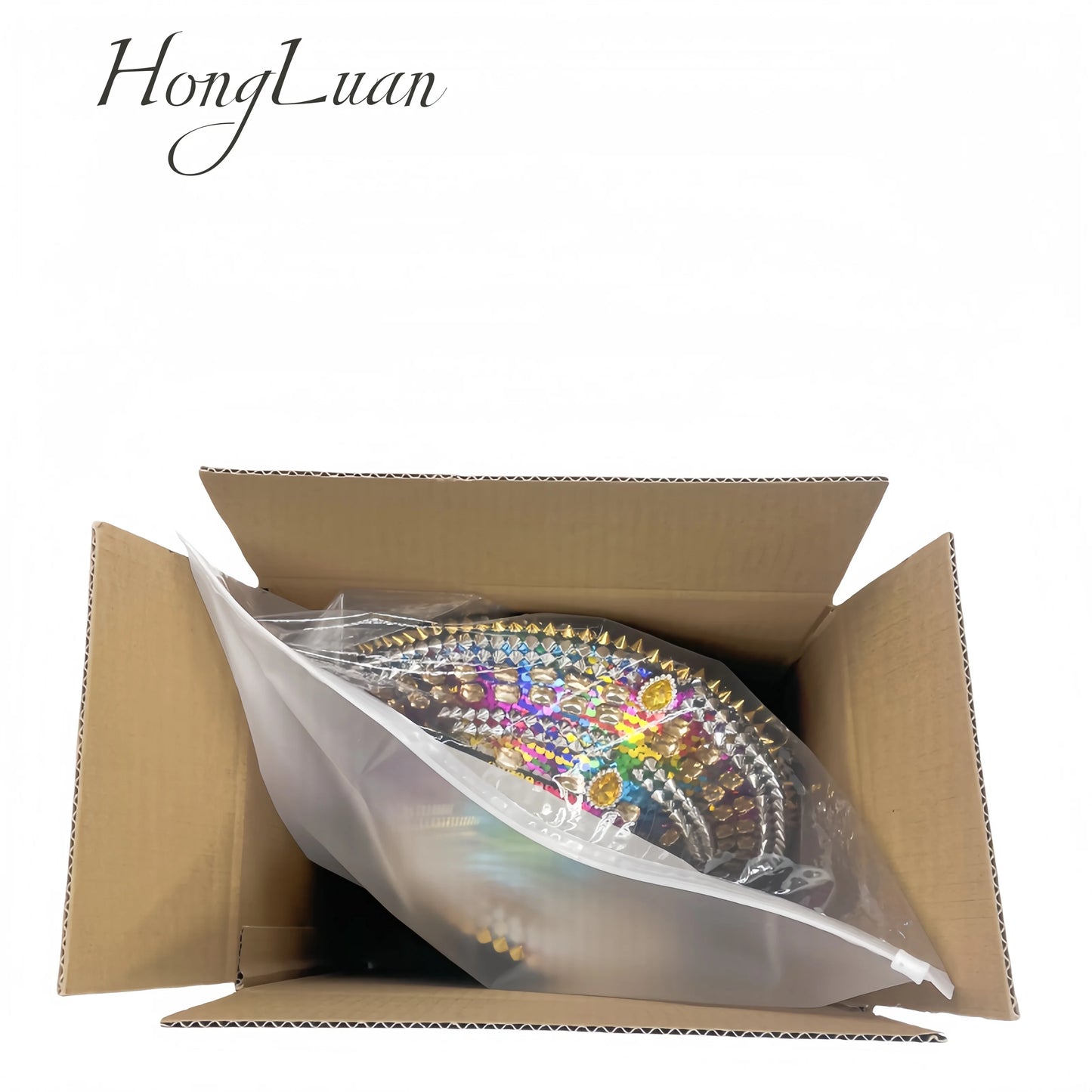 HongLuan Golden Bling Captain Hat Rhinestone for Woman - Luxury Colorful Steampunk Military Cap for Burning Man Music Festival