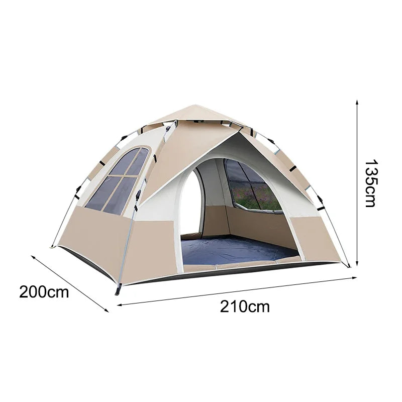 HUA HUA For 3-4 Person Tent Outdoor Camping Portable Folding Rainproof Tent Large Space Quick Opening Hexagon Tent