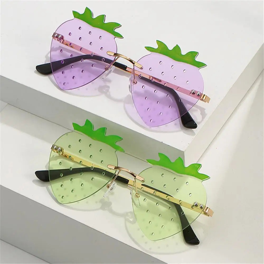 Unique Strawberry Sunglasses for Women Men Hip Hop Rave Party Eyewear Festival Sun Glasses Street Snap Christmas Decorations