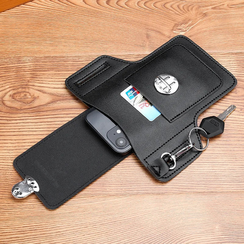 Men Cellphone Loop Holster Case Belt Waist Bag Props PU Leather Purse Phone Wallet Vintage Belt Mobile Phone Protective Sheath