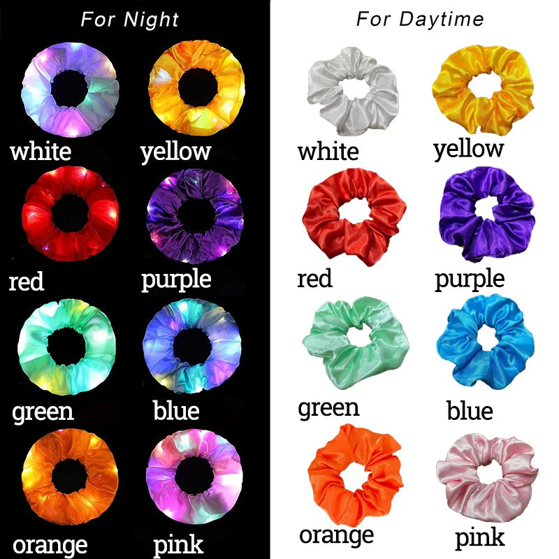 1/10pcs LED Hair Scrunchy Girl Women Light Up Hair Bands Birthday Party Hair Ties Glowing Scrunchies Headwear Hair Accessories
