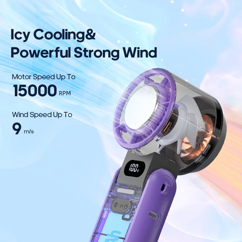 KINSCOTER Outdoor Foldable Portable Handheld Fan Mini Cooling Rechargeable 3600mAh 100-level Free Control High Speed Turbo Fan