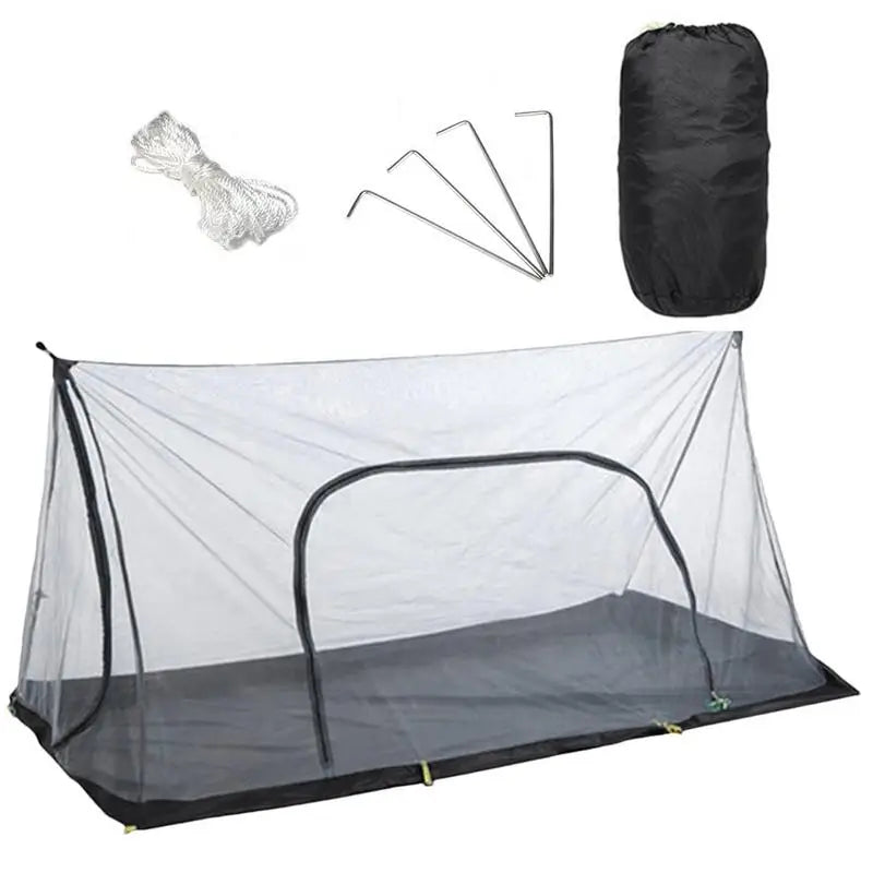 Inner Tent Anti Mosquito Net, Summer Camping Polyester Mesh Anti-Mosquito Tent, With 4 Ground Nails 2 Hanging Ropes, 2.1mx1.3m