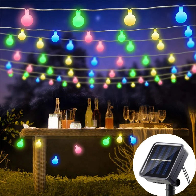 100LED Ball Garland Fairy Lights String Outdoor Lamp Christmas Lights Holiday Party Decoration Solar Light Outdoor Xmas