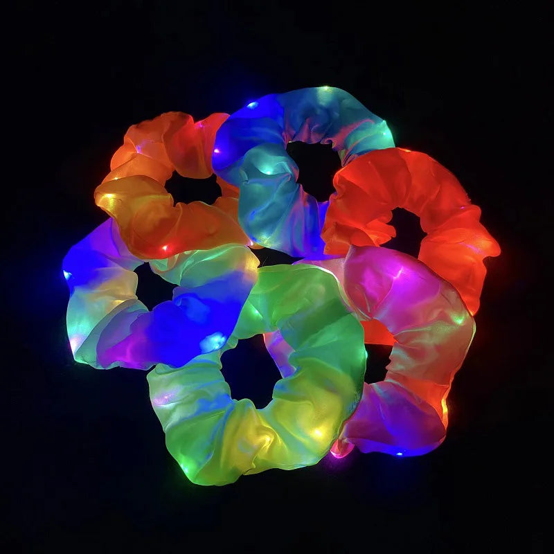 1/10pcs LED Hair Scrunchy Girl Women Light Up Hair Bands Birthday Party Hair Ties Glowing Scrunchies Headwear Hair Accessories