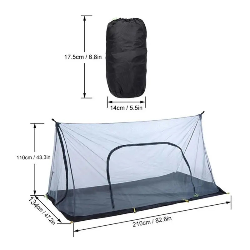 Inner Tent Anti Mosquito Net, Summer Camping Polyester Mesh Anti-Mosquito Tent, With 4 Ground Nails 2 Hanging Ropes, 2.1mx1.3m