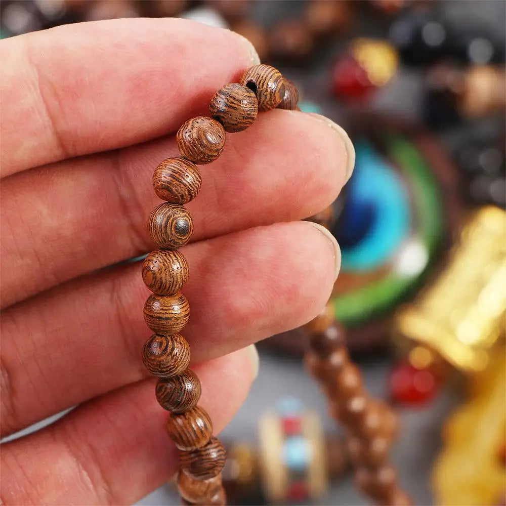 Ethnic Handmade Jewelry Mala Horn Nepal Pendant Long Necklace Necklace Wood Beads