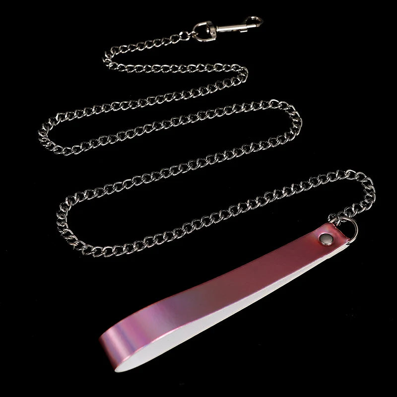 Holographic Rainbow Choker Chain necklace Punk  Leather Collar Women Holo Chocker Rave Festival Costume Jewelry