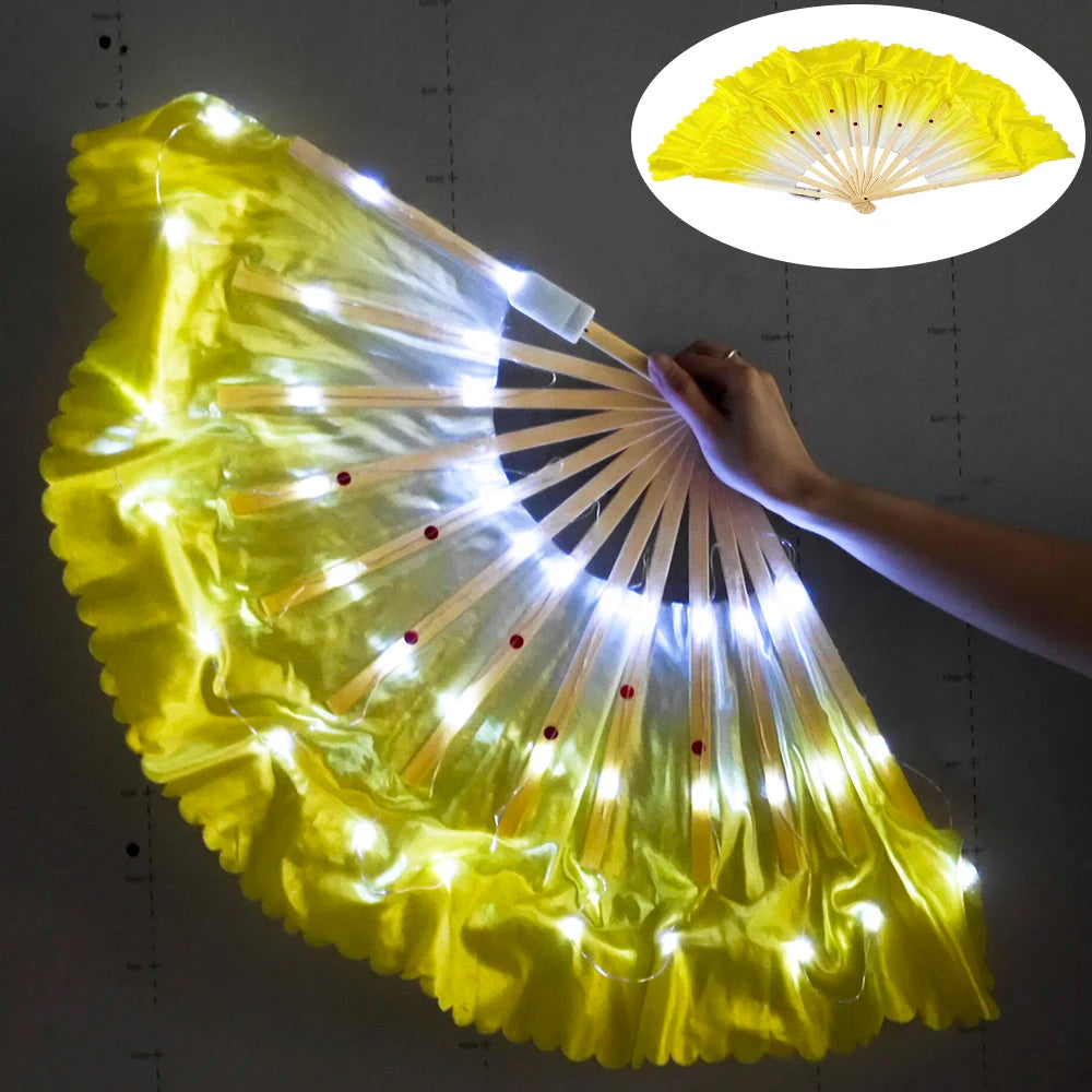 10 inches LED Luminous Folding Fan Dance Party Wedding Stage Performance Show Festival Fans Colorful Led Hand Fan Kung Fu Fan