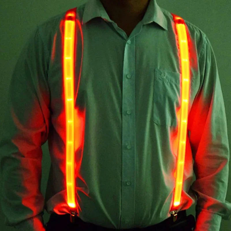 NEW Party Supplies Suspenders with Bow Tie LED Lights Woman Hangers for Men Wedding Party Accessories Glow-in-the-dark SD01