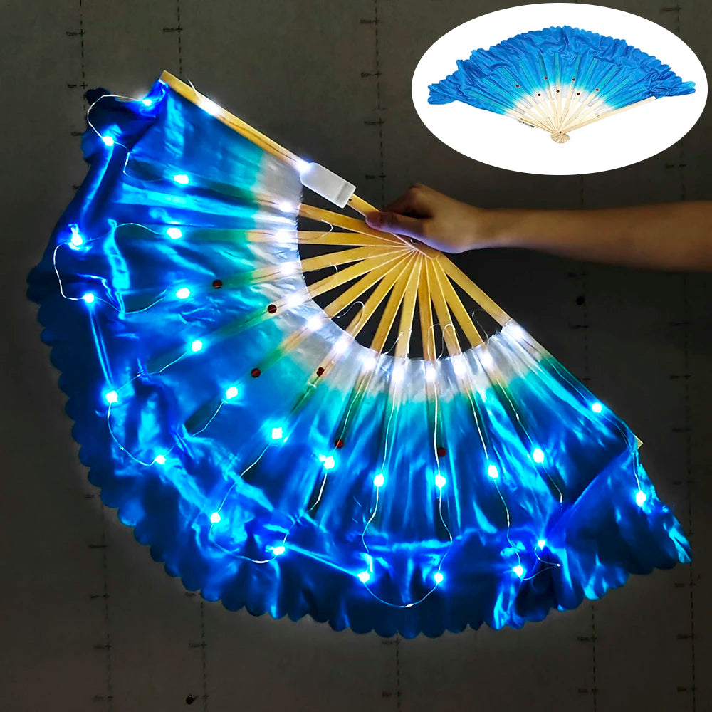 10 inches LED Luminous Folding Fan Dance Party Wedding Stage Performance Show Festival Fans Colorful Led Hand Fan Kung Fu Fan