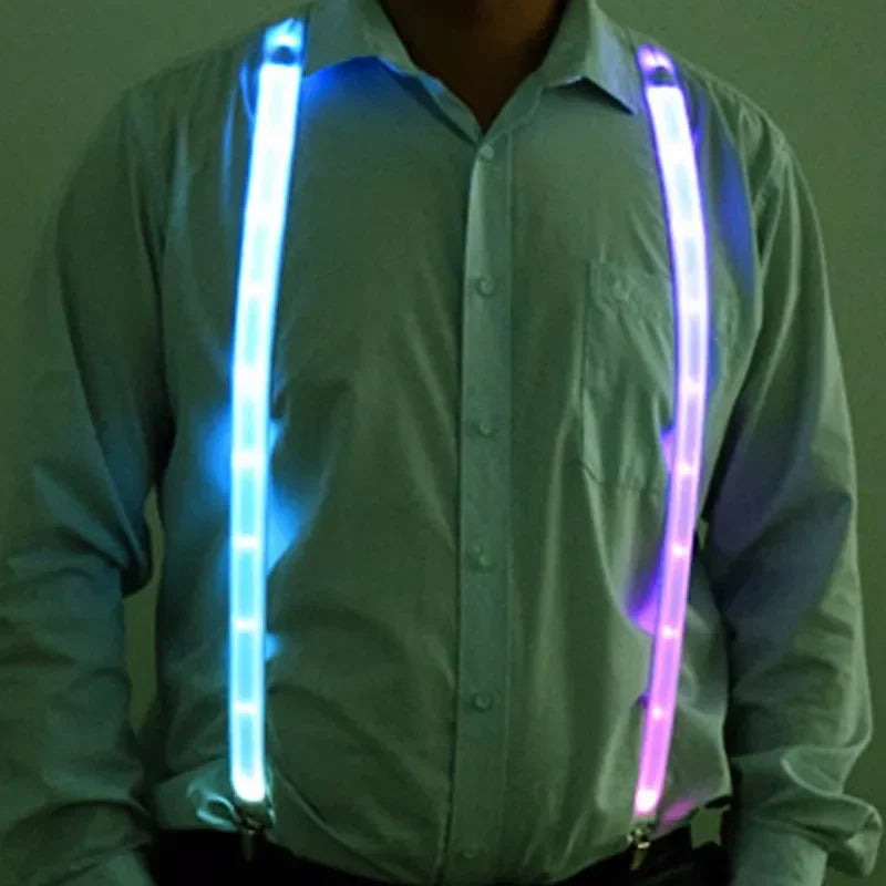 NEW Party Supplies Suspenders with Bow Tie LED Lights Woman Hangers for Men Wedding Party Accessories Glow-in-the-dark SD01