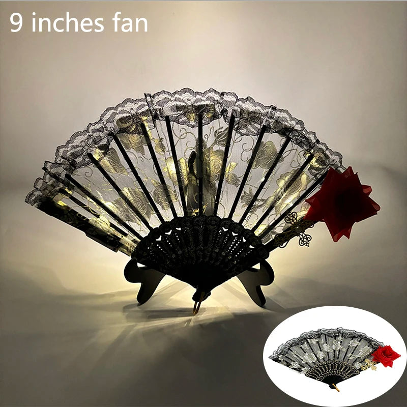 10 inches LED Luminous Folding Fan Dance Party Wedding Stage Performance Show Festival Fans Colorful Led Hand Fan Kung Fu Fan