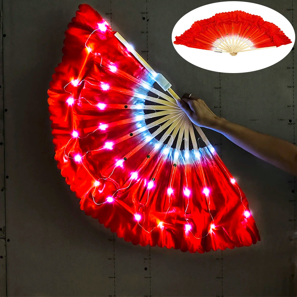 10 inches LED Luminous Folding Fan Dance Party Wedding Stage Performance Show Festival Fans Colorful Led Hand Fan Kung Fu Fan