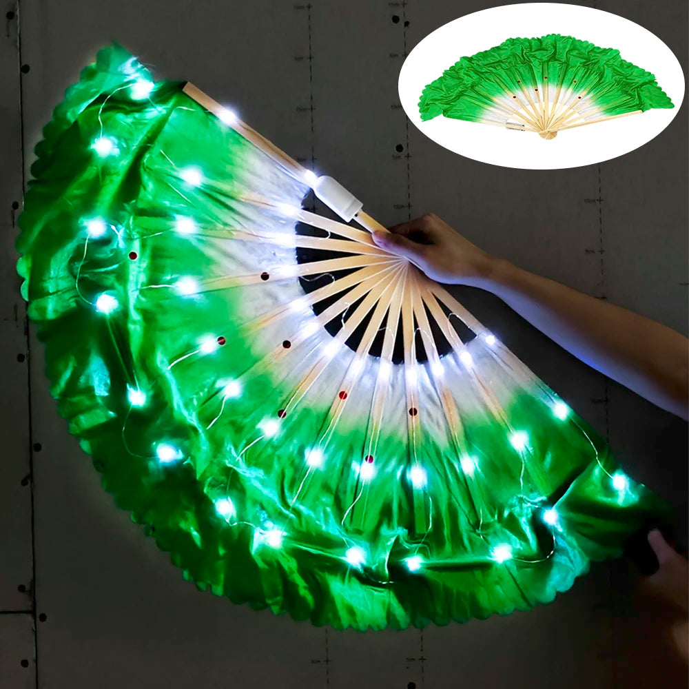 10 inches LED Luminous Folding Fan Dance Party Wedding Stage Performance Show Festival Fans Colorful Led Hand Fan Kung Fu Fan