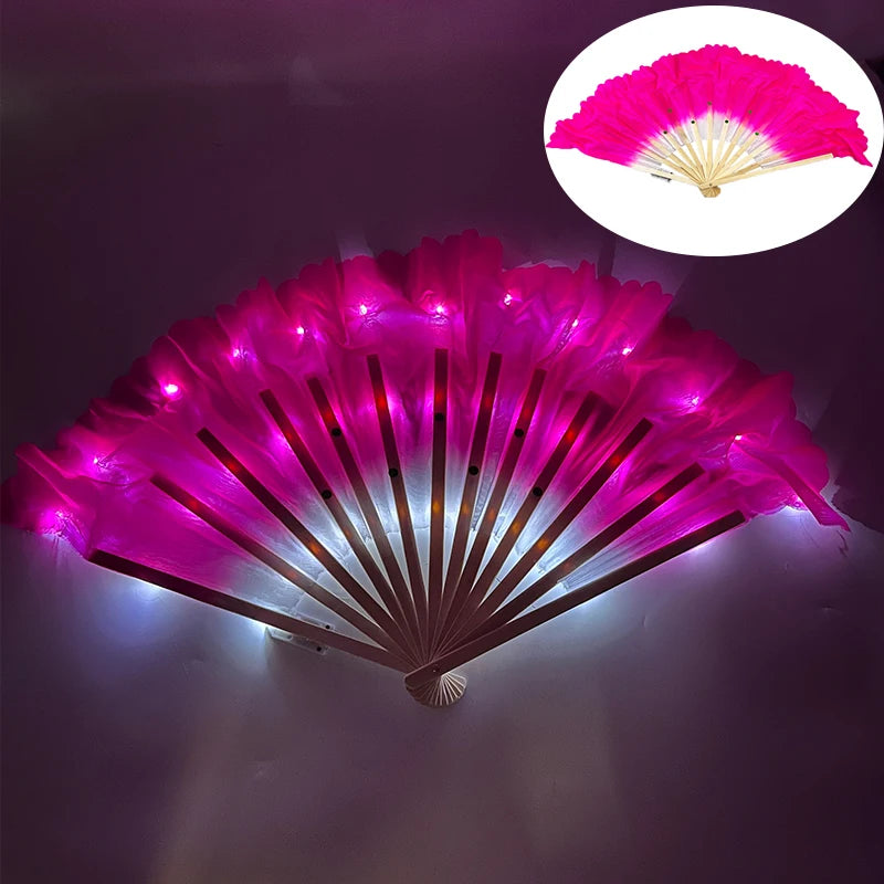 10 inches LED Luminous Folding Fan Dance Party Wedding Stage Performance Show Festival Fans Colorful Led Hand Fan Kung Fu Fan