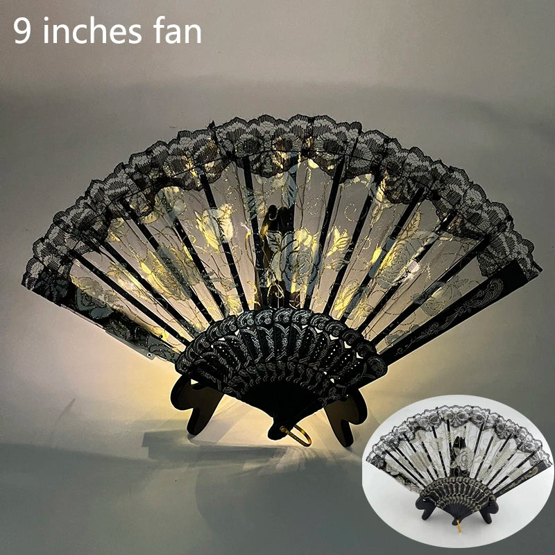 10 inches LED Luminous Folding Fan Dance Party Wedding Stage Performance Show Festival Fans Colorful Led Hand Fan Kung Fu Fan